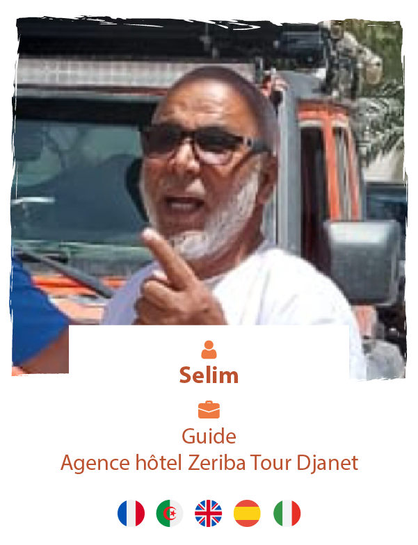 Selim le directeur et son équipe sont spécialisés dans plusieurs types de circuit à travers le grand sud algérien. La réputation de leur agence et hôtel n'est plus à prouver notamment grâce à ses guides Touaregs qui comptent parmi les meilleurs de la région .  En plus d'être une agence agréée par l'état et validée par tous les tours operator spécialisés du Sahara, l'agence Sable tour est une institution familiale à Djanet et possède aussi son propre hôtel atypique.